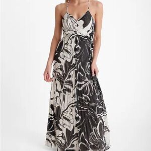 Express Black and White Floral Maxi Dress